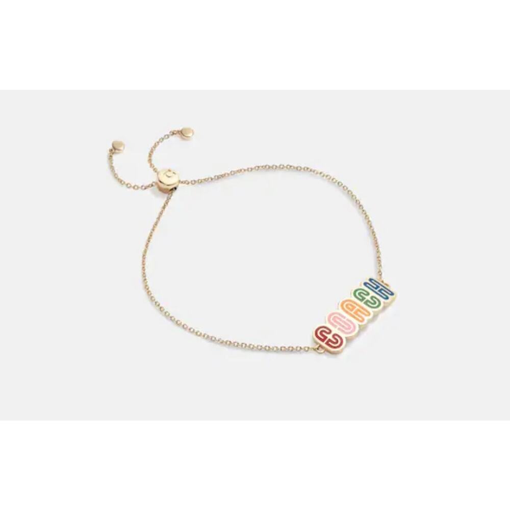 Coach Slider Bracelet Logo Retro Slider Bracelet New - Picture 2 of 5